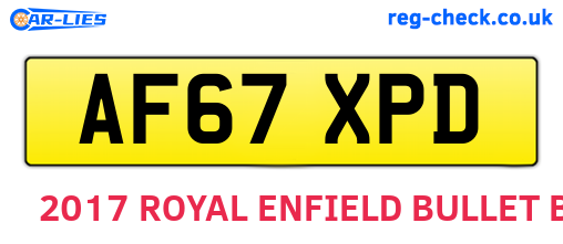 AF67XPD are the vehicle registration plates.