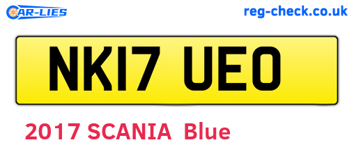 NK17UEO are the vehicle registration plates.
