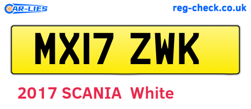 MX17ZWK are the vehicle registration plates.