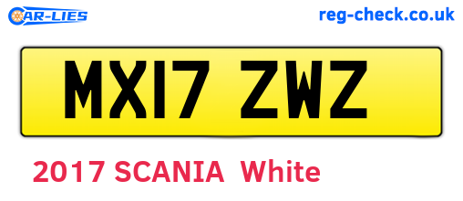 MX17ZWZ are the vehicle registration plates.