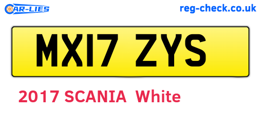 MX17ZYS are the vehicle registration plates.