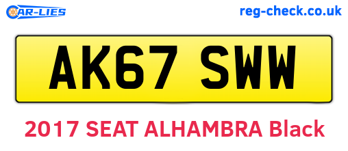 AK67SWW are the vehicle registration plates.