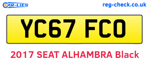 YC67FCO are the vehicle registration plates.