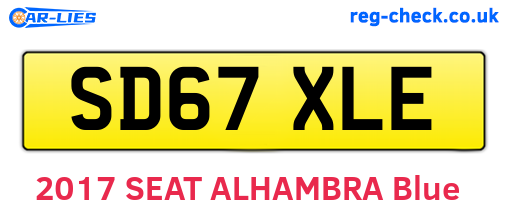 SD67XLE are the vehicle registration plates.