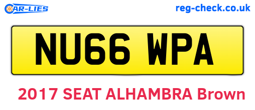 NU66WPA are the vehicle registration plates.