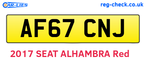 AF67CNJ are the vehicle registration plates.