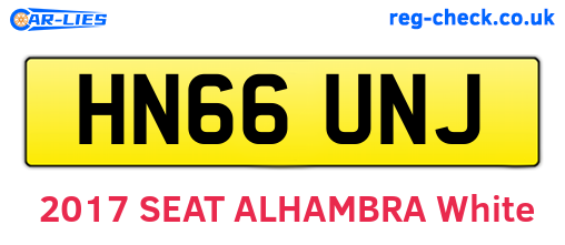 HN66UNJ are the vehicle registration plates.