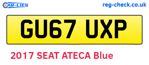 GU67UXP are the vehicle registration plates.