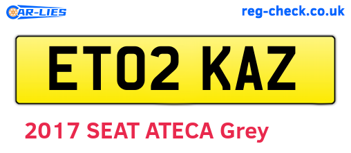 ET02KAZ are the vehicle registration plates.