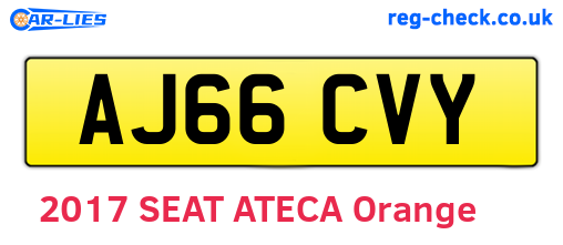 AJ66CVY are the vehicle registration plates.