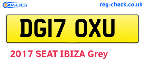 DG17OXU are the vehicle registration plates.