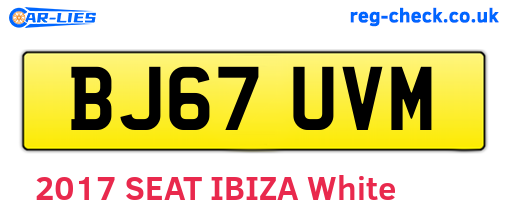 BJ67UVM are the vehicle registration plates.