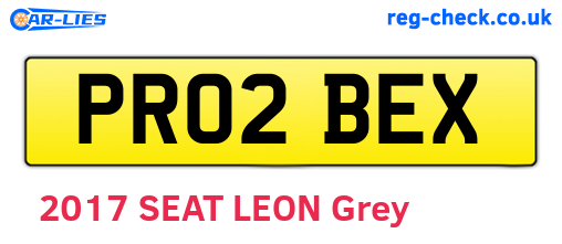 PR02BEX are the vehicle registration plates.