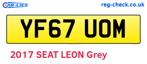 YF67UOM are the vehicle registration plates.