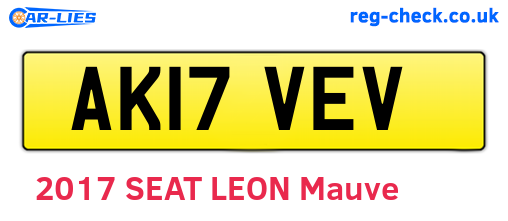 AK17VEV are the vehicle registration plates.