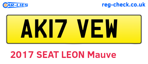 AK17VEW are the vehicle registration plates.