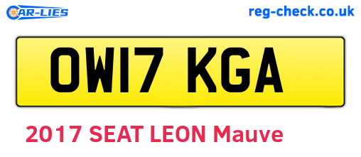 OW17KGA are the vehicle registration plates.