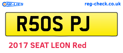 R50SPJ are the vehicle registration plates.