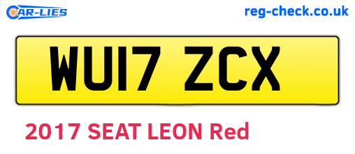 WU17ZCX are the vehicle registration plates.