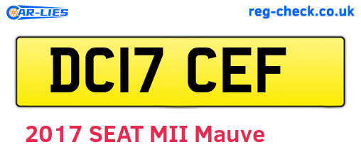 DC17CEF are the vehicle registration plates.