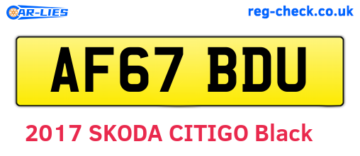 AF67BDU are the vehicle registration plates.