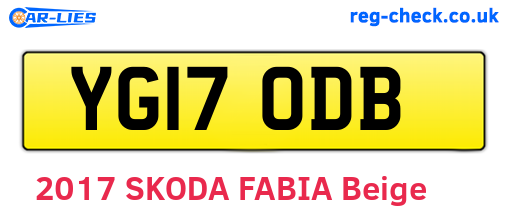 YG17ODB are the vehicle registration plates.