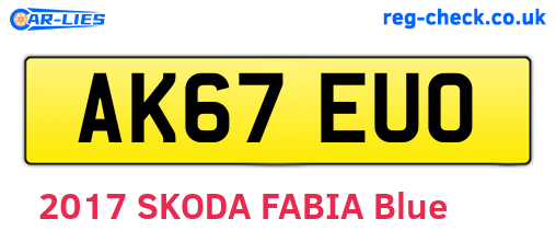 AK67EUO are the vehicle registration plates.