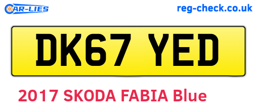 DK67YED are the vehicle registration plates.
