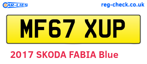 MF67XUP are the vehicle registration plates.