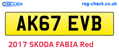 AK67EVB are the vehicle registration plates.