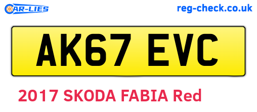 AK67EVC are the vehicle registration plates.