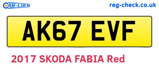 AK67EVF are the vehicle registration plates.