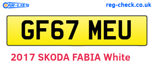 GF67MEU are the vehicle registration plates.
