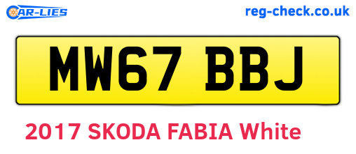 MW67BBJ are the vehicle registration plates.