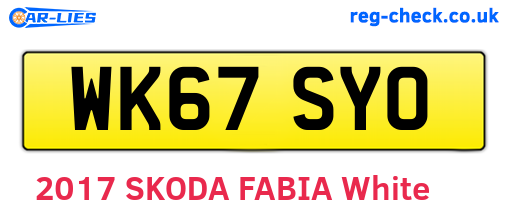 WK67SYO are the vehicle registration plates.