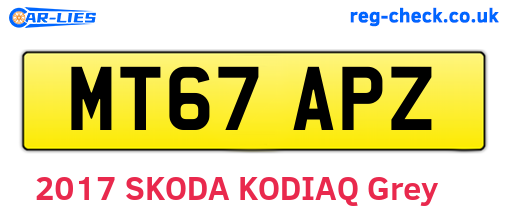 MT67APZ are the vehicle registration plates.