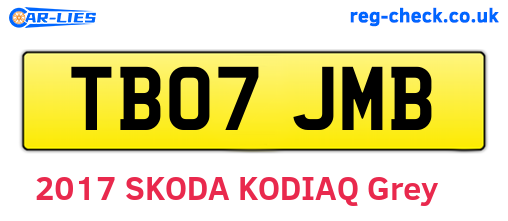 TB07JMB are the vehicle registration plates.