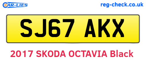 SJ67AKX are the vehicle registration plates.