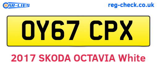 OY67CPX are the vehicle registration plates.