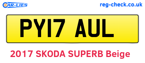 PY17AUL are the vehicle registration plates.
