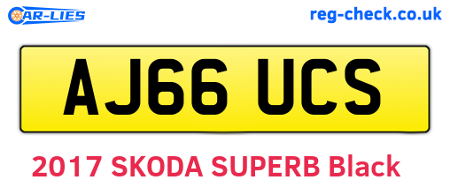 AJ66UCS are the vehicle registration plates.