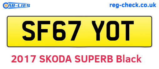 SF67YOT are the vehicle registration plates.