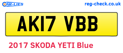 AK17VBB are the vehicle registration plates.