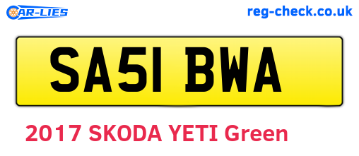 SA51BWA are the vehicle registration plates.