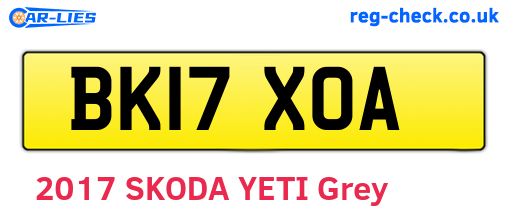 BK17XOA are the vehicle registration plates.
