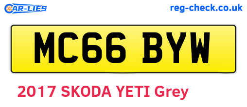 MC66BYW are the vehicle registration plates.