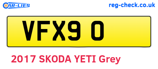 VFX90 are the vehicle registration plates.