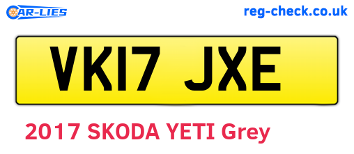 VK17JXE are the vehicle registration plates.