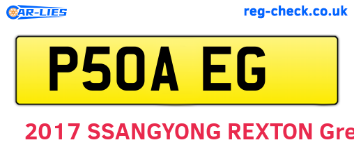 P50AEG are the vehicle registration plates.