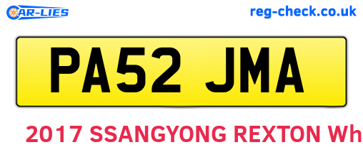 PA52JMA are the vehicle registration plates.